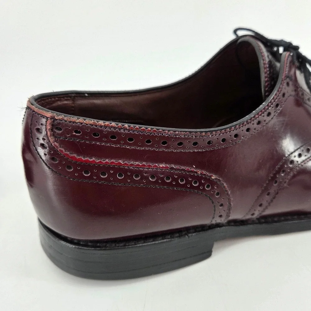 Allen Edmonds Sanford Burgundy Red Cap Toe Brogue Derby Oxford Shoes Mens 11.5